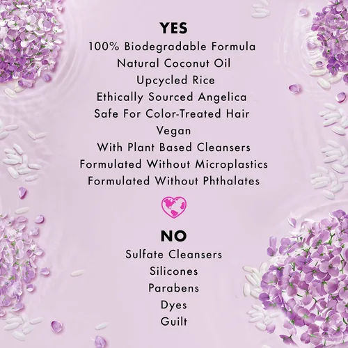 Vista 6 de Love Beauty and Planet Champú Leche Humedad y rebote para ondas y rizos Aceite de arroz y esencia de angélica Champú 100 por ciento biodegradable