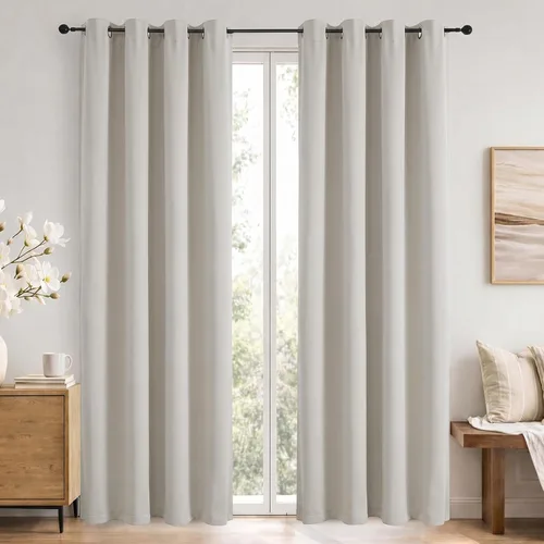 Vista 12 de Simplebrand Cortinas blancas puras de 96 pulgadas de largo para oscurecer la habitación, juego de 2 paneles para dormitorio/sala de estar, bloqueo
