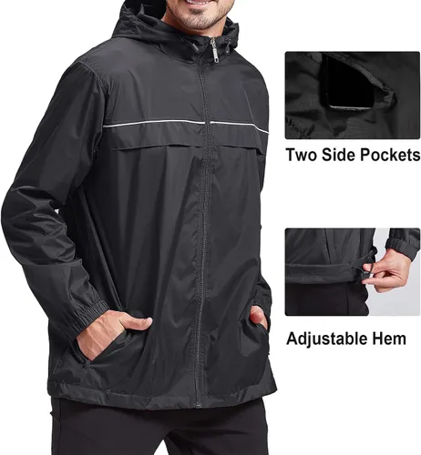 Vista 2 de SWISSWELL Chaqueta impermeable para hombre, ligera, rompevientos para correr, para exteriores, golf, moda