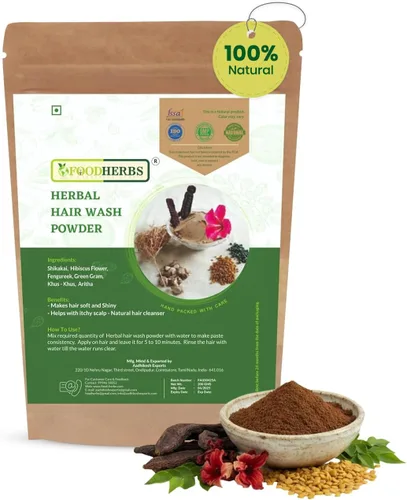 Vista 10 de Foodherbs Alternativa de champú en polvo Arappu Herbal Lavado ayurvédico para el cabello con hoja de albizia amara 200 gm/0.44 libras