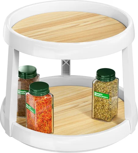 Vista 10 de Simple Houseware Organizador de especias Lazy Susan de 2 niveles, 10 pulgadas de diámetro, arce