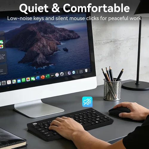 Vista 4 de Mango Era - Combo de teclado y mouse inalámbricos compactos, mini teclado y mouse de viaje pequeños para laptop, juego de teclado inalámbrico USB