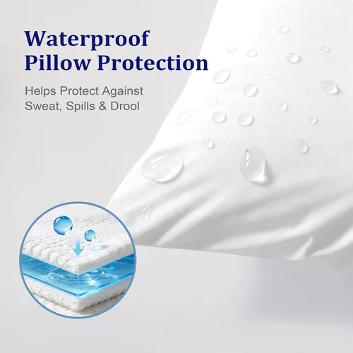Vista 2 de BEDSUM Protectores de almohada impermeables estándar, paquete de 4, 20 x 26