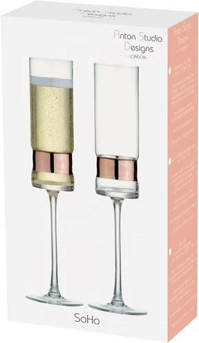 Vista 7 de SoHo - Copas de champán hechas a mano para bodas y celebraciones, 7 onzas, color bronce, juego de 2 elegantes copas de champán