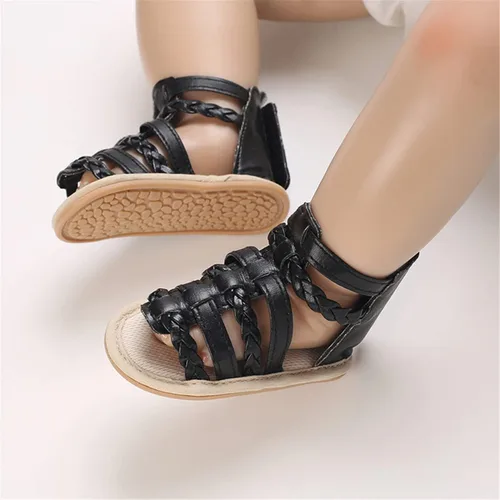 Vista 2 de LAFEGEN Sandalias de verano para bebés niños y niñas, 2 correas, antideslizantes, suela suave, zapatos de playa para bebés, zapatos de cuna