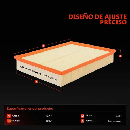 Vista 2 de A-Premium Filtro de aire de motor compatible con Dodge & Mercedes-Benz y Freightliner Sprinter 2500,3500, 2007-2022, panel flexible, repuesto #