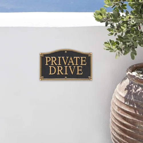 Vista 6 de Whitehall Productos Private Drive Pared/Placa de declaración de césped, negro/dorado