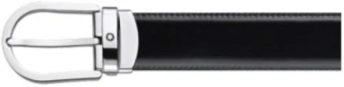 Vista 2 de Montblanc Cinturón doble de cuero negro y marrón ajustable 12 x 472in - 128135