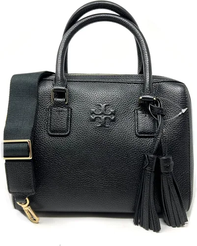 Vista 2 de Tory Burch 84777 Bolso de cuero pequeño Thea Web con herrajes y oro negro, Negro