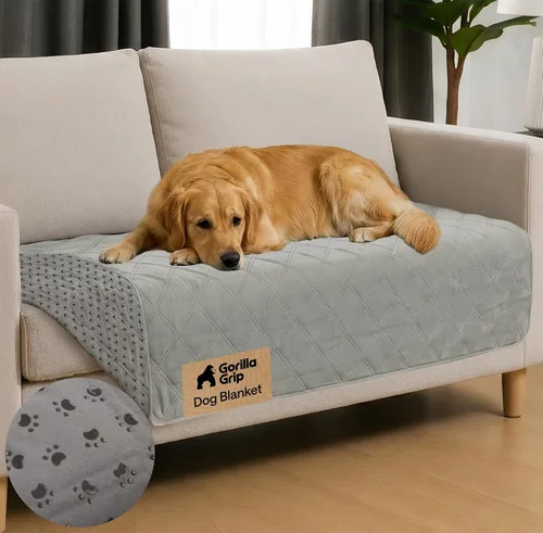 Vista 38 de GORILLA GRIP® Manta impermeable para perro, funda de sofá a prueba de fugas para perros, parte trasera de agarre de silicona, protege el sofá