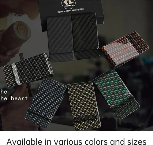 Vista 9 de CL CARBONLIFE Billetera de fibra de carbono con clip para dinero en efectivo y tarjeta de crédito, clip minimalista súper delgado y ligero