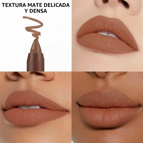 Vista 3 de BINGBRUSH Combo de delineador de labios y lápiz labial 2 en 1, lápiz labial mate, de larga duración, impermeable, lápiz labial, a prueba de manchas