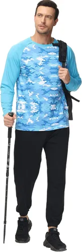 Vista 4 de Camiseta de natación para hombre, protección solar UPF 50+, camiseta de camuflaje de secado rápido para pesca, senderismo, playa, camisas de manga