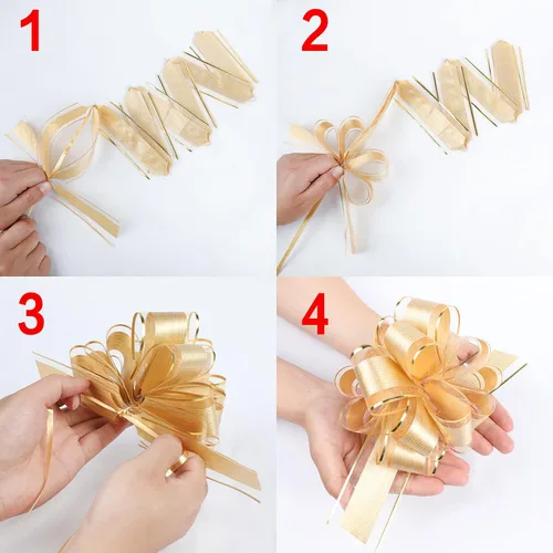 Vista 5 de 10 lazos grandes para envolver regalos, lazo con cinta para cestas de regalo de boda, lazos de envoltura de regalo de fiesta, lazos de decoración