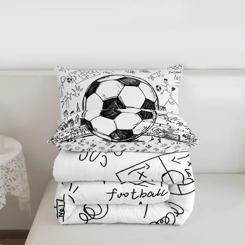 Vista 180 de Juego de ropa de cama de baloncesto para niños y adolescentes, juego de edredón deportivo para niños, tamaño matrimonial, suave, ligero, decoración