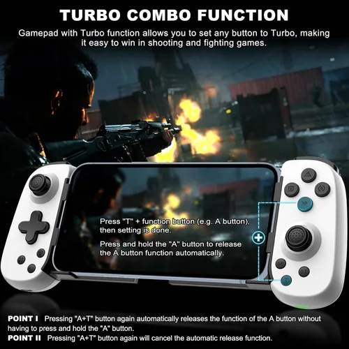 Vista 3 de arVin Mobile Game Controller for iPhoneiPadAndroidSamsungTabletPCSwitchPS3PS4, Wireless Gamepad Joystick with Turbo6-axis GyroVibration, Play Xbox