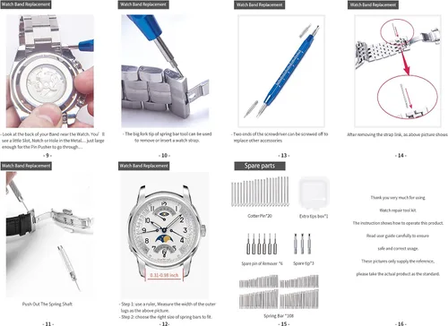 Vista 7 de Kit de herramientas de extracción de eslabones de reloj kit de reparación de EasyTime Watch con herramienta de correa de reloj, herramienta