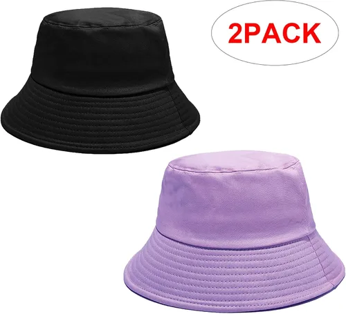 Vista 2 de NPJY 2 Packs Bucket Hat for Women Men Cotton Summer Sun Beach Fishing Cap
