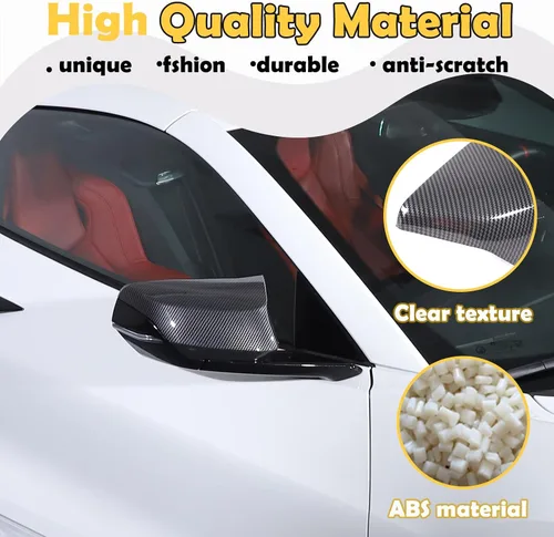 Vista 5 de Cubierta protectora de espejo retrovisor lateral compatible con Chevrolet Corvette C8 2020-2023, tapa de la cubierta del espejo retrovisor