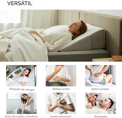 Vista 4 de Bedluxe - Almohada en forma de cuña, almohada de cuña de cama de 8 pulgadas, almohada elevada para el cuerpo para el apoyo de la espalda, reflujo