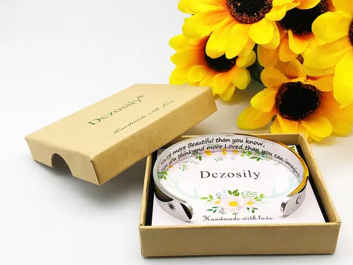 Vista 155 de Pulseras inspiradoras para mujer, joyería de acero inoxidable, con refranes, pulsera motivacional con mensaje oculto, pulseras grabadas para mejor