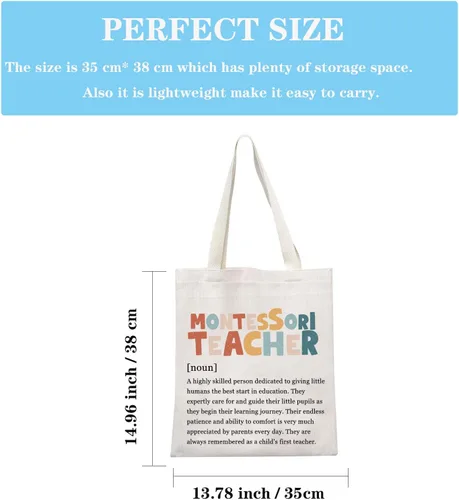 Vista 4 de GJTIM Montessori - Bolsa de mano para profesores, regalo para profesores, regalo para educadores de primera infancia, regalo de agradecimiento