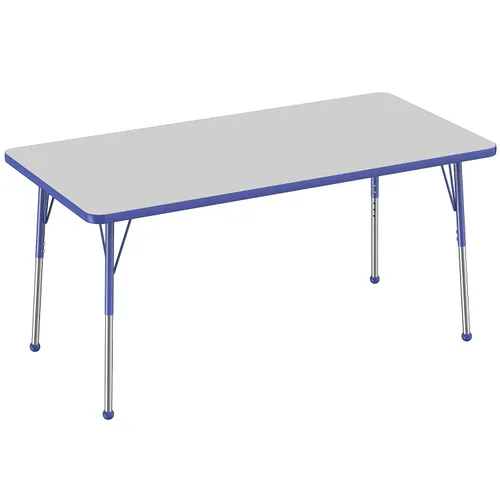 Vista 223 de FDP - Mesa rectangular para actividades escolares y de oficina (24 x 36 pulgadas), patas estándar con deslizadores giratorios, altura ajustable