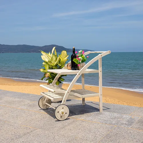 Vista 9 de Safavieh Outdoor Collection Lodi - Carrito de té, gris lavado