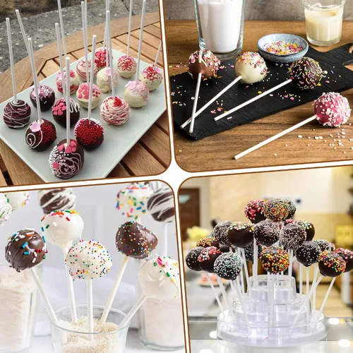 Vista 4 de 8 Inch Lollipop Sticks and Wrappers Kit, 300 Pcs for Large Cake Pop, Candy