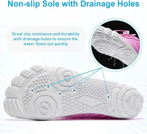 Vista 4 de HIITAVE Zapatos de agua antideslizantes, zapatos acuáticos descalzos, de secado rápido, ligeros con playa, río, piscina, para hombres y mujeres