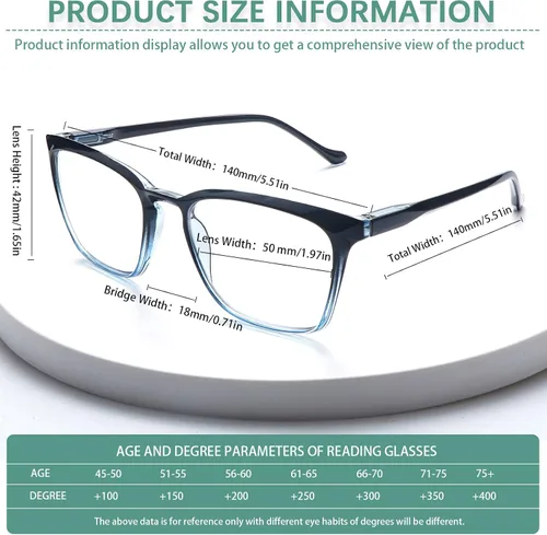 Vista 6 de COJWIS 3 packs Progressive Multifocus Reading Glasses for Women Blue Light Blocking Reading Glasses Spring Hinge Readers