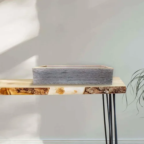 Vista 5 de Rockin' Wood Caja de madera rústica para centro de mesa fabricada en los Estados Unidos con madera de granero recuperada real, centro de mesa