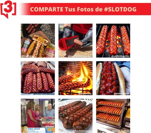 Vista 4 de Slotdog - Herramienta de corte para hot dogs - Cuchillos de corte de acero inoxidable para cocina, parrilla, fiestas improvisadas, camping y Rojo