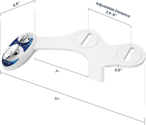 Vista 9 de Doble boquilla de limpieza Luxe Bidet Neo 180 (elite serie), complemento con fuertes válvulas llave y mangueras de metal., Neo 180