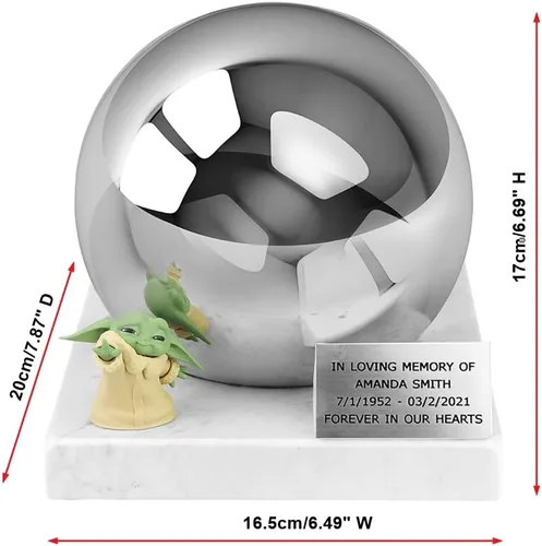 Vista 3 de Baby Yoda, Urnas de adulto y compañero para cenizas, urna de Yoda, urna de cremación conmemorativa única para fanáticos (Baby Yoda/Urna para adultos)