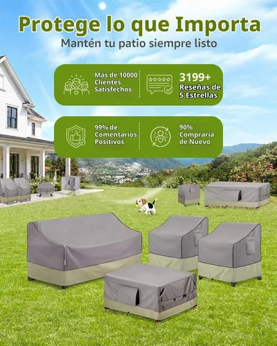 Vista 8 de KylinLucky Fundas para sofá tipo loveseat de patio, 48W x 26D x 33H pulgadas, Fundas impermeables para sofá de exterior de 2 plazas en gris