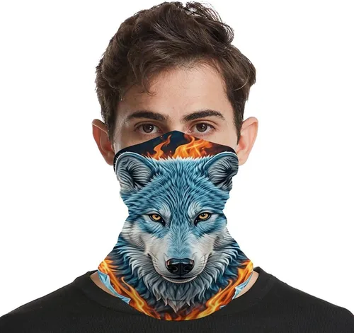 Vista 4 de Wolf Neck Gaiter Breathable & Moisture-Wicking Face Mask Bandana Balaclava Sun Protection Face Cover Scarf Lightweight Seamless Design for Outdoor