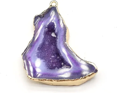 Vista 7 de QSLLER 5 Uds. de piedra natural ágata cristal brotes irregulares chapado en oro colgante hacer bricolaje joyería colgante accesorios encantos