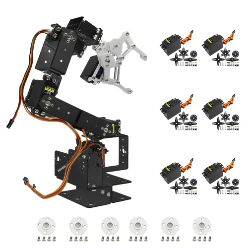Vista 4 de Brazo robótico con 6 DOF y con pinza para Arduino Negro