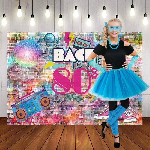 Vista 5 de Girls 80s Outfit Costume Accessories 7pcs 70s 1980s 90s Costumes