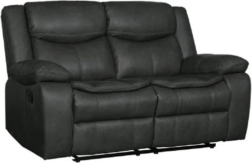 Vista 9 de Blackjack Furniture Marsden - Sofá biplaza reclinable de cuero moderno para sala de estar, gris plomo