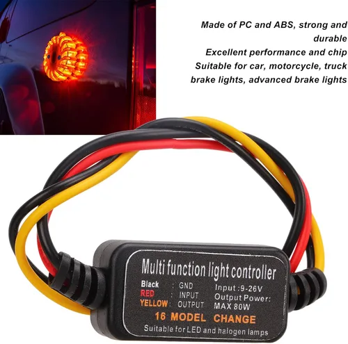Vista 3 de Acouto Controlador estroboscópico de luz de freno, módulo de intermitente automático para coche, 4 unidades DC9‑26V, controlador estroboscópico LED