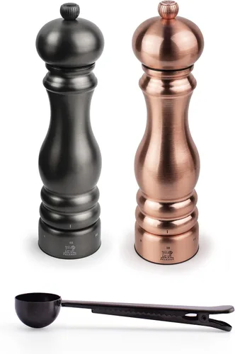 Vista 13 de Peugeot Paris u'Select - Juego de molinillo de sal y pimienta manual de 6 ajustes con cuchara de especias de acero inoxidable negro, fabricado