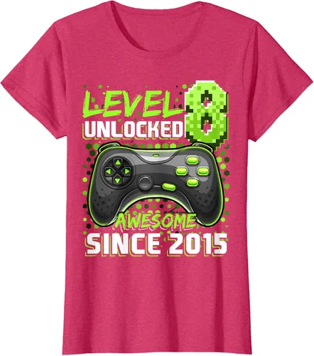 Vista 7 de Level 8 Unlocked Awesome 2015 Video Game 8th Birthday Boy T-Shirt, Negro