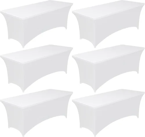 Vista 10 de Pureegg Mantel de Spandex de 6 pies - Paquete de 6, Cubierta de Mesa Ajustada y Elástica para Mesas Rectangulares, Tela Resistente a las Arrugas