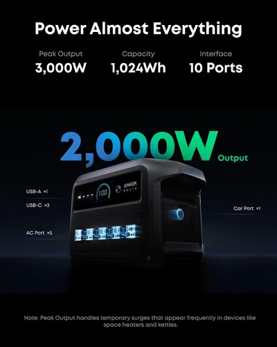 Vista 3 de Anker SOLIX C1000 Gen 2 Portable Power Station with 100W Solar Panel