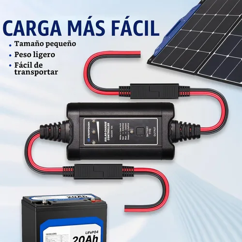 Vista 5 de ATEM POWER - Controlador de carga solar MPPT de 10 A, controlador de panel solar portátil inteligente de 12/24 voltios para paneles solares