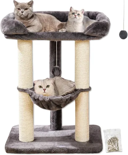 Vista 9 de Happi N Pets Torre de Árbol para Gatos Grande de 28 pulgadas para Gatos de Interior, Poste Rascador para Gatos con Cama Grande para Gatos Grandes