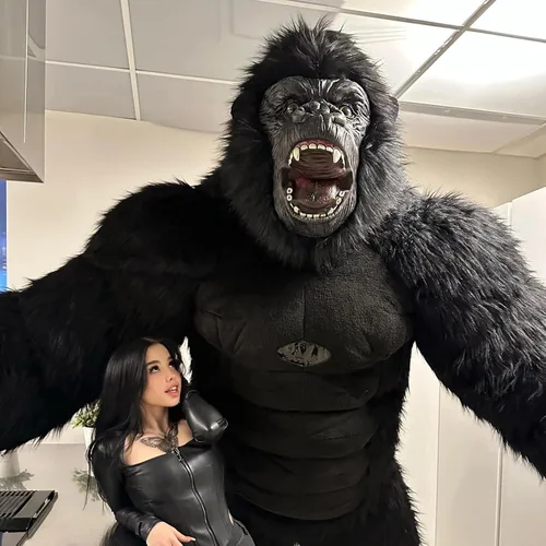Vista 7 de Disfraz inflable de gorila rugido de King Kong para actividades de Halloween, disfraz de mascota de orangután