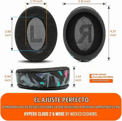 Vista 5 de WC Freeze V2 Cloud Alpha - Almohadillas de gel refrigerante en ángulo para HyperX Cloud Alpha y más, de Wicked Cushions Almohadillas en ángulo